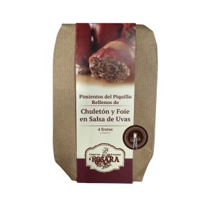 Pimientos del piquillo rellenos de Chuletón y Foie en Salsa de Uvas