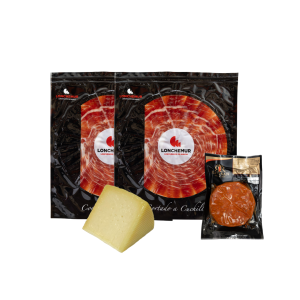 Pack jamón ibérico de cebo 50%, queso y sobrasada