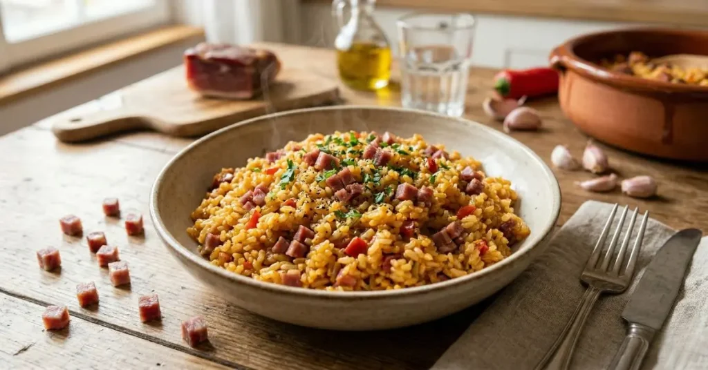 arroz con jamon receta