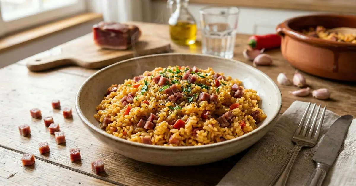 arroz con jamon receta